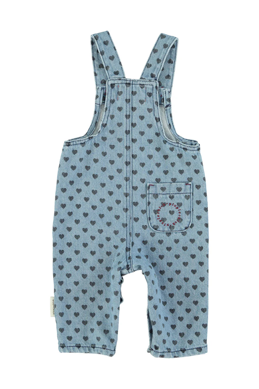 Baby Dungarees | Washed Blue Denim w/ Black Hearts
